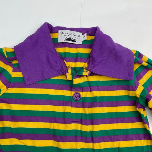 NWT Blended Spirit Size 3M Mardi Gras Striped Dress - Picture 2 of 5